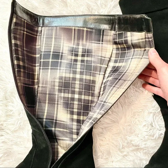 Aquatalia Tall Quilted Black Wedge Heel Boots - Picture 11 of 13